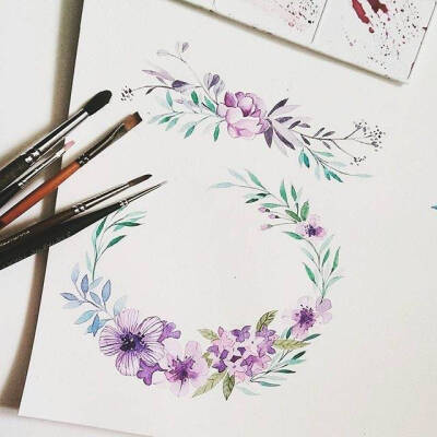 清新水彩插画 手绘 花卉