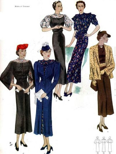30年代的法国时装插画