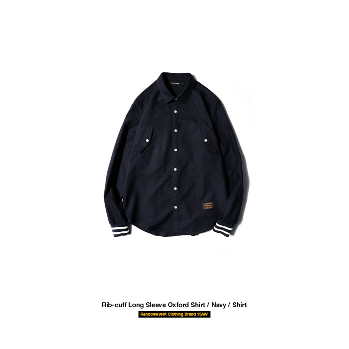 RANDOMEVENTRDET15AWV1 OXFORD SHIRT 藏蓝罗纹袖口牛津纺衬衫