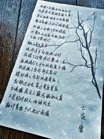 再读《七夜雪》的时候，若要配上此歌，便当真是绝美之事了。【千山雪寂】