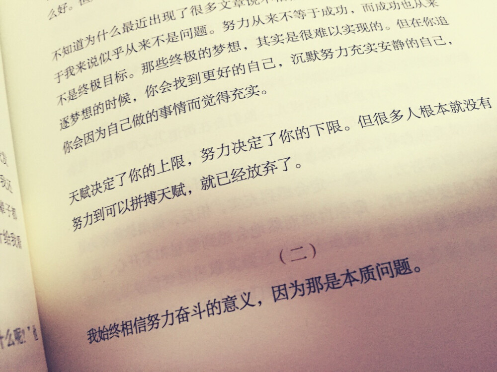 我始终相信努力奋斗的意义，因为那是本质问题。