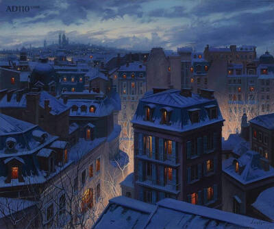 俄罗斯画家 Evgeny Lushpin 俄罗斯夜景超写实画作