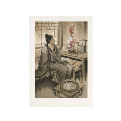 《书中岁月长》之五姬炤华绘制古代书生系列
