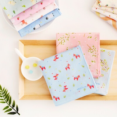 韩国ardium超可爱卡通动物小清新花卉图案手帕多功能纯棉方巾