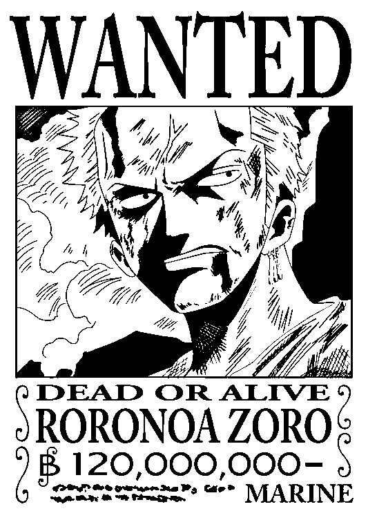 海贼王橡皮章素材通缉令索隆