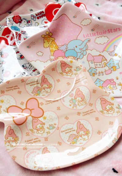 日本sanrio Kitty美乐蒂 双子星 儿童盘 餐果盘盘卡通小吃碟子