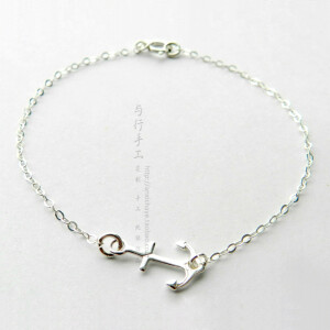 与行银饰船锚手链 海军水手风 925纯银手工定制女手链 