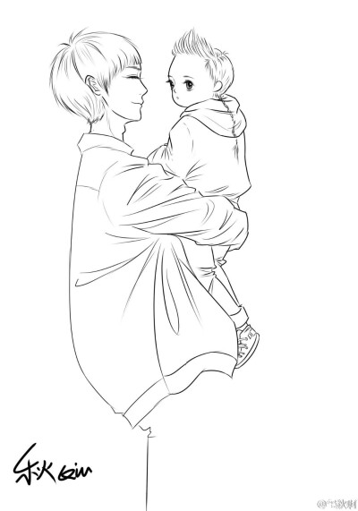 易烊千玺 and楠宝 粉丝绘图 （出处见水印啊）