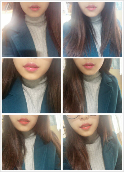 茹妆唇蜜乳试色，微闪，有一定色差。第一行 一号色幻彩橘实际偏粉，适合自然裸妆提气色。第二行，四号玫红色偏紫，听起来颜色很挑人，但是肤色稍黑一点的也很适合。第三行，六号水红色，我排出来偏橘色了，实际是比…