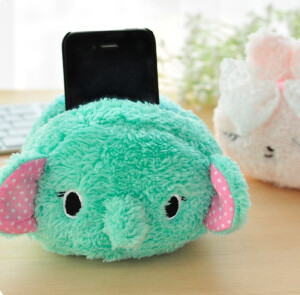 超萌韩版忧伤马戏团小象熊猫粉兔手机座可爱毛绒动物手机座