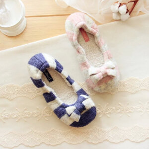 冬季蝴蝶结羊毛月子鞋保暖包跟棉拖鞋室内静音居家鞋0.25kg