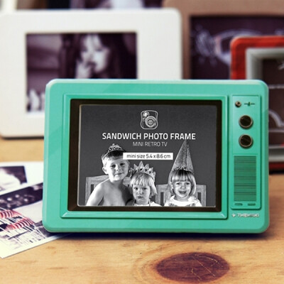 韩国THEHAKI可爱拍立得迷你复古电视机造型摆设小相框 两色选