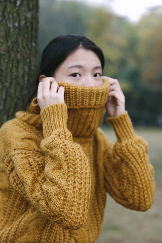 独家定制 高领粗麻花棒针宽松短款套头毛衣女 秋冬老派毛线衣