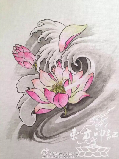 「JOO TATTOO SHARE」纹身图案/荷花/莲花/浪