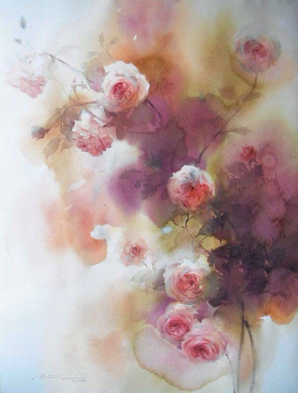 @Photoshop大师之路: #美图摄影# 分享水彩艺术家 Phatcharaphan Chanthep 花卉作品一组，太赞了！