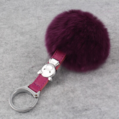 韩版毛毛球挂件超大女士兔毛汽车钥匙扣挂件可爱包包配饰