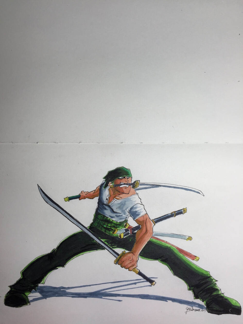 9公子开始画 三刀流 索隆