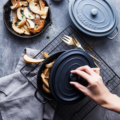 朵颐 欧式创意双耳烤碗带盖菜碗微波炉烘焙烤碗椭圆形烤盘炖盅汤