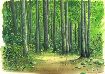 【原创新作品】#米蒂风景水彩# 终于完成了这幅作品，感受大自然的气息吧～也许森林里住着一个小精灵哦！“会有那样的一天，你活成了你最想要的样子，过去所有的伤痕都变成了勋章 。