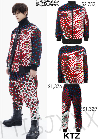 KTZ Bomberjacke mit Pixelmuster.($2,752) KTZ Texturierter Pullover.($1,376) KTZ Jogginghose mit Pixel-Effekt.($1,329)