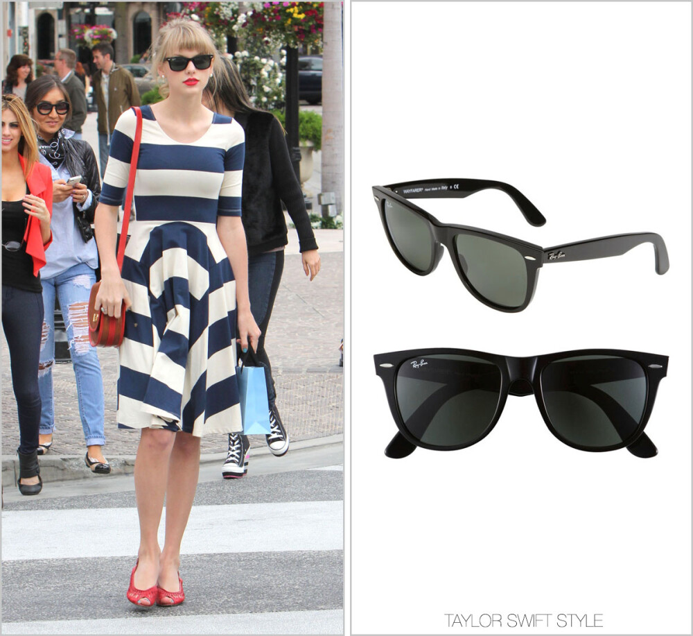 Event：Out shopping | Beverly Hills, CA | April 23, 2012 Sunglasses：Ray Ban ‘Original Polarized Wayfarer’ - $200.00 Worn with: Lauren Merkin bag and Gorman dress Taylor在2012.04.23在加州比弗利山庄外出。