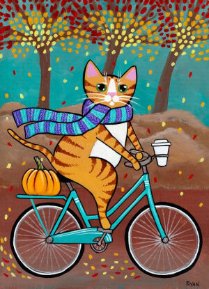 骑单车的猫  插画Ryan Conners