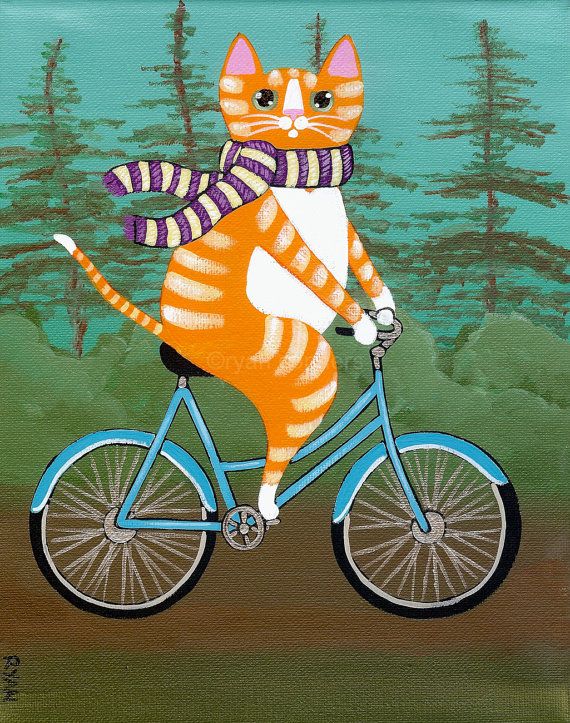 骑单车的猫 插画Ryan Conners