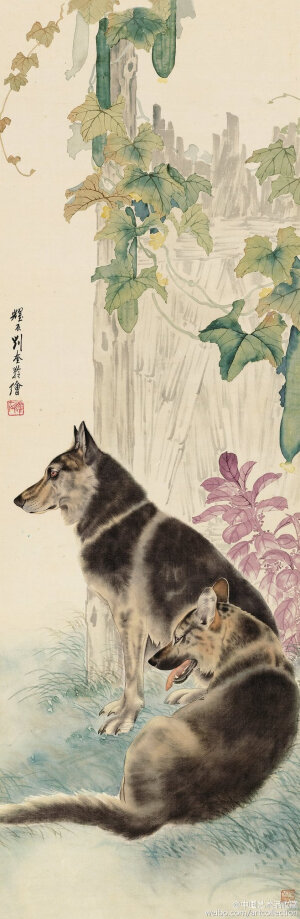 【 刘奎龄 《禽兽图》 】刘奎龄（1885-1967）是现代著名的动物画家。