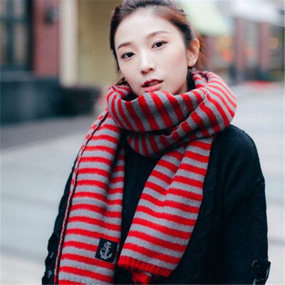 三猫 围巾女冬季韩国长款加厚保暖围脖 韩版两用超长条纹学生披肩
