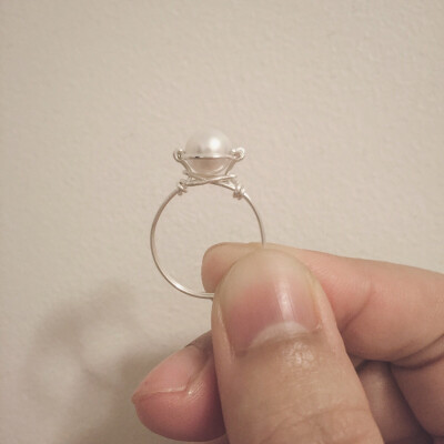 手工绕线海珠戒指