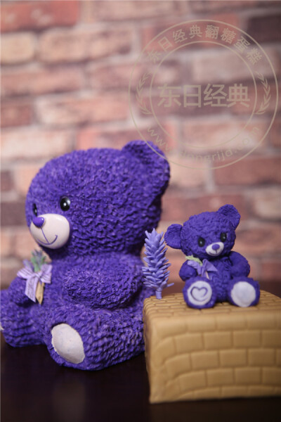创意薰衣草小熊蛋糕紫色