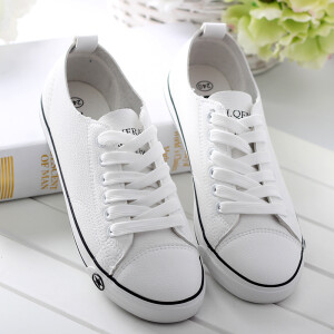 环球秋款低帮PU休闲鞋 韩版系带纯色运动跑鞋情侣板鞋