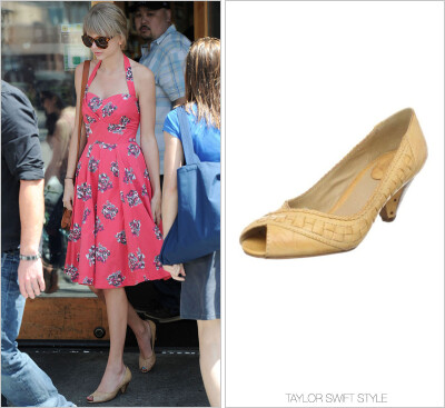 Event：Leaving Huckleberry Bakery &amp;amp; Café | Beverly Hills, CA | April 29, 2012 Shoes：Frye ‘Maya Woven Peep Pump’ Worn with: Anthropologie dress, Patricia Nash bag and ModCloth earrings Taylo…