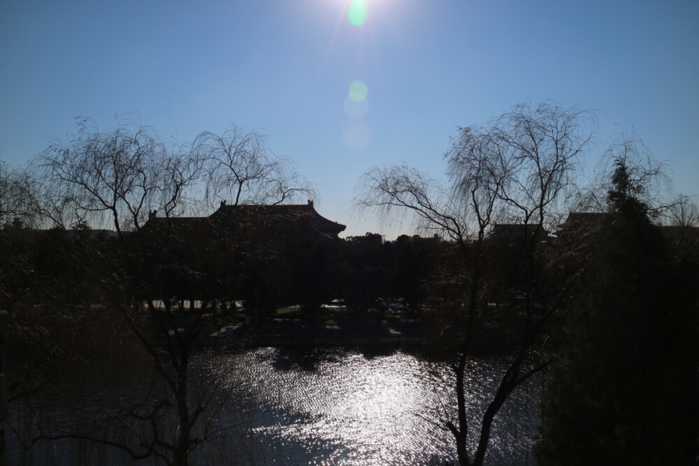 故宫 护城河 冬天 水 蓝天