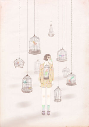 韩网 插画 feeling