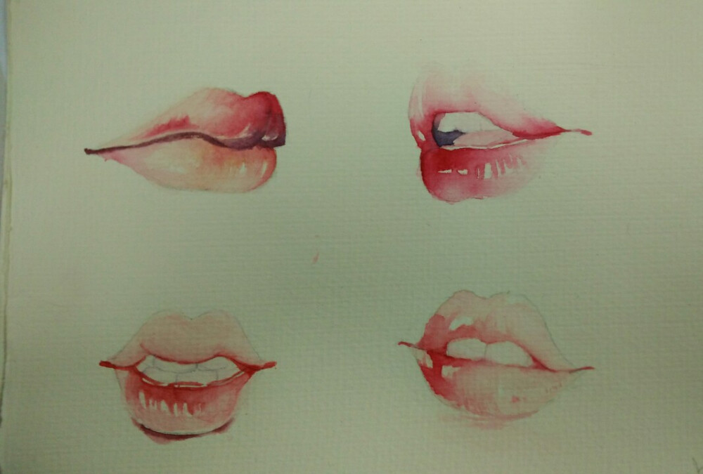 水彩临摹嘴唇