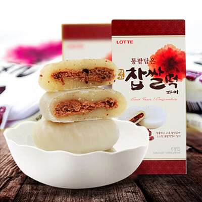 韩国进口乐天名家糯米派红豆味192g 独立包装 进口夹心打糕派