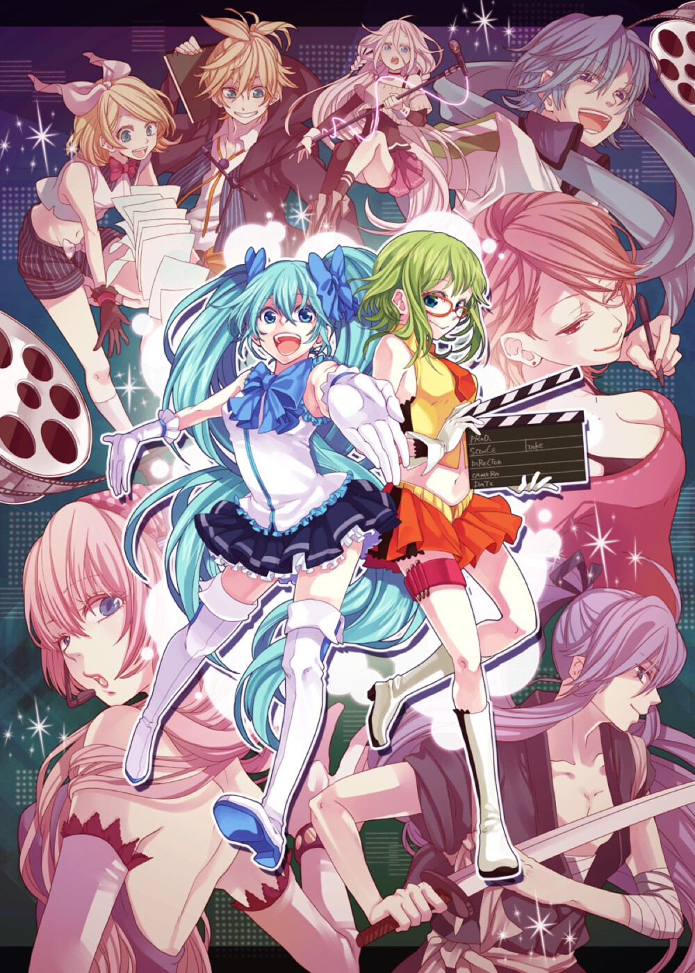 P站画师:ヤマコ id=580736 初音 ia gumi 镜音连 镜音铃 大哥 茄子