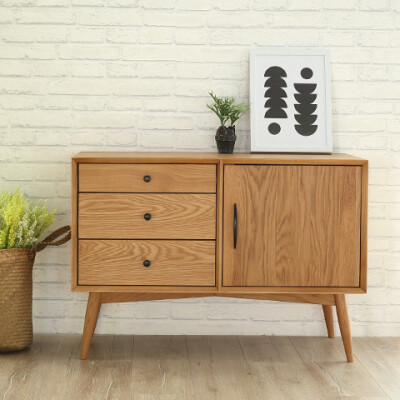 白橡木储物柜纯实木展示柜北欧视听柜宜家边柜现代简约抽屉收纳柜