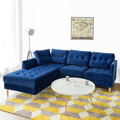 布艺沙发组合简约现代客厅转角L型可拆洗绒布北欧日式沙发组合