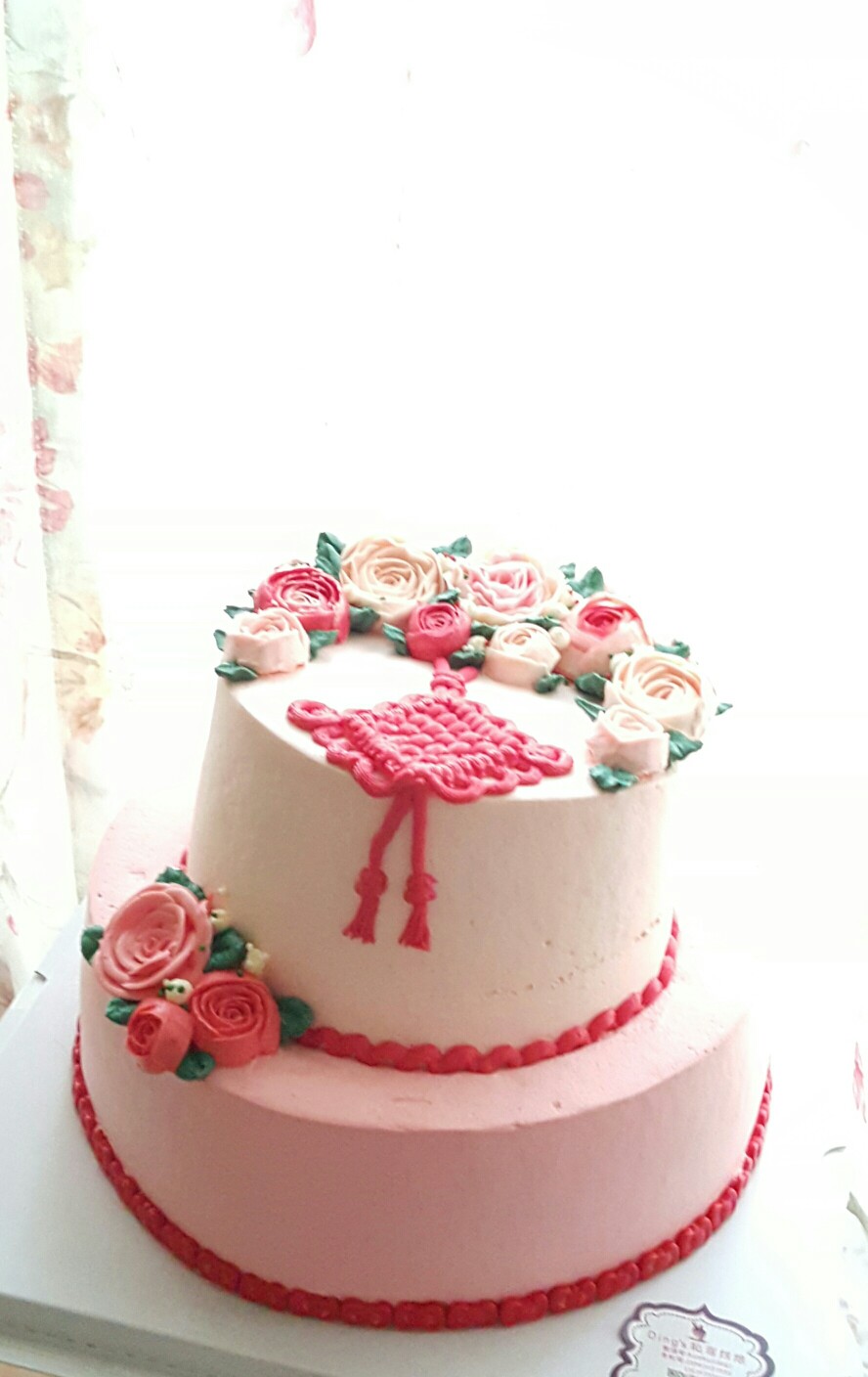 中国风，生日蛋糕，中国结，中国红，韩式裱花