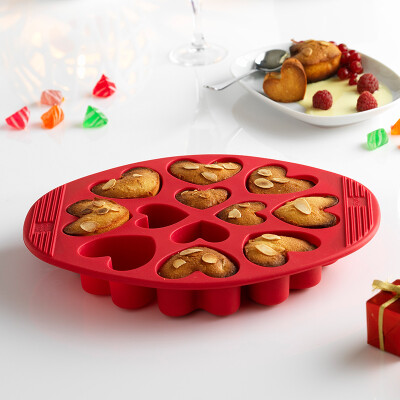 法式烘焙模具 法国mastrad进口心形硅胶蛋糕盘 12连心形点心模具