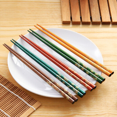 欧润哲 日式柯木筷子套装 厨房手工木筷子 尖头实木筷 1套10双