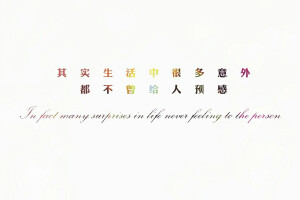 其实生活中很多意外都不曾给人预感  In fact many surprises in life never feeling to the person (很久都没有做过图片了。。。做得不好见谅)