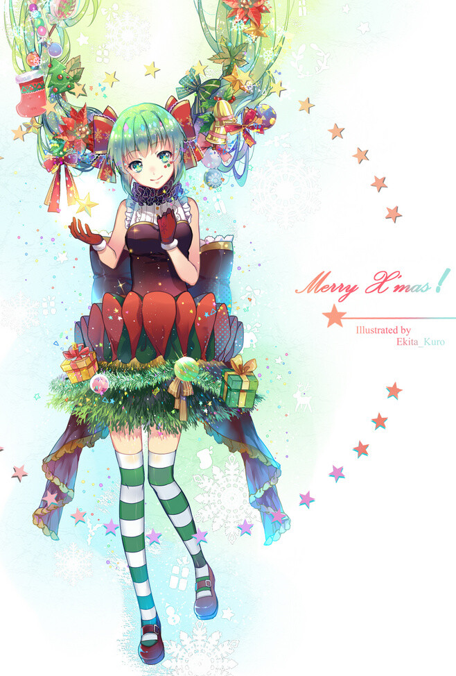 miku~ Merry Christmas！（可放大） #初音# #二次元#