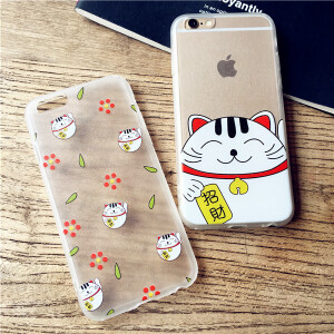 原创招财猫iphone6S手机壳苹果6plus全包软边壳4.7寸5S磨砂保护套