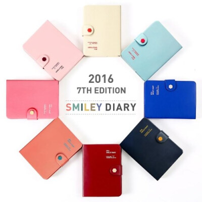 韩国monopoly 2016皮革笑脸日记本日程本smiley diary 1天1页