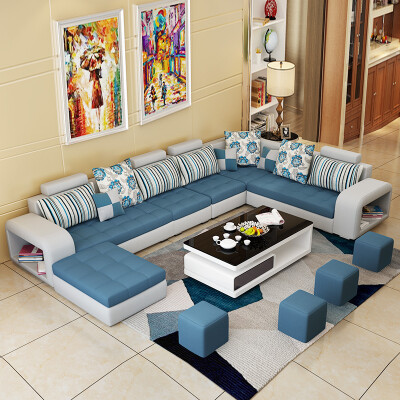 布艺沙发现代简约沙发组合大小户型可拆洗布艺沙发U型转角沙发