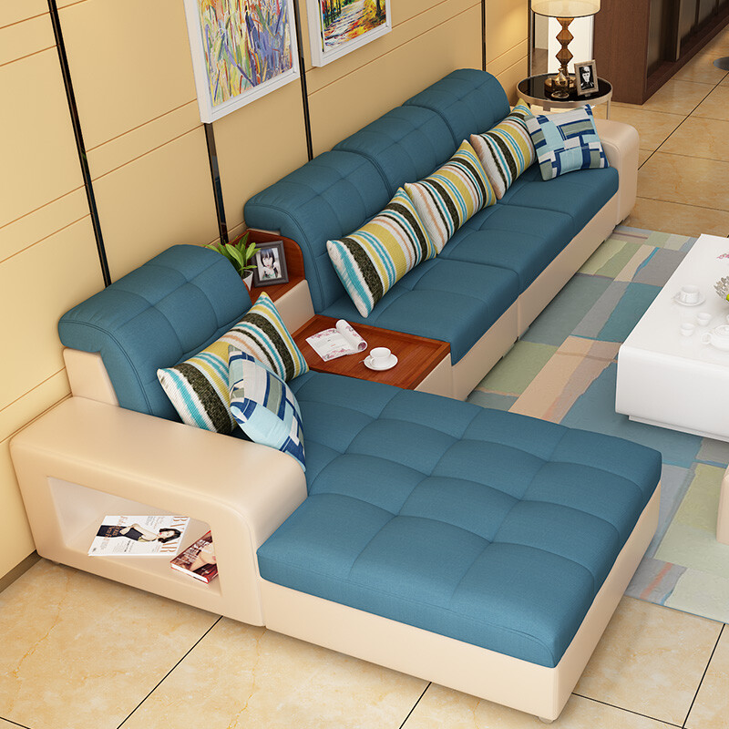 现代简约皮配布沙发可拆洗布艺沙发小户型客厅家具皮布沙发组合