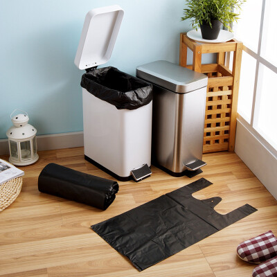 加厚手提垃圾桶垃圾袋黑色塑料袋子 厨房背心式清洁袋家用创意10L